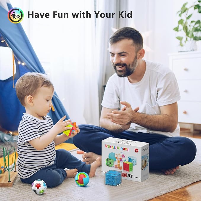 Vdealen Fidget Brain Teaser Toy for Kids, 3D PuzzlesToys Bundle of 3x3 Speed Cube, Maze Box, Rainbow Puzzle Ball, Wisdom Ball, Fidget Snake Cube, Infinity Cube IQ Games for Toddlers Kids Adults