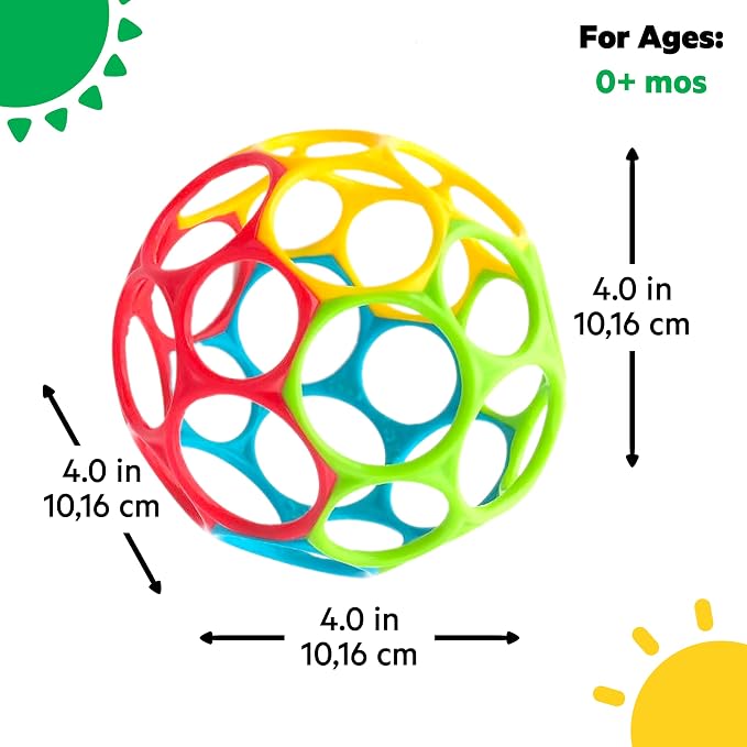 Bright Starts Easy-Grasp Oball Bundle Gift Set - Grasp The Day, Ball and Rattle Toys 2-Pack, BPA Free, Unisex, Newborn+