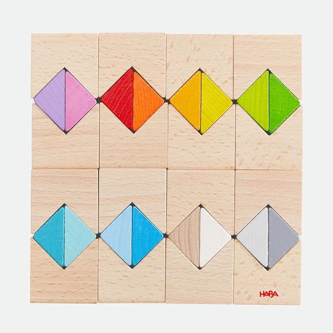 HABA Creative Building Blocks - Colourful Building Set with 32 Wooden Building Blocks & 10 Template Cards - Promotes Creativity, Spatial Thinking & Fine Motor Skills - From 4 Years - 2012606001