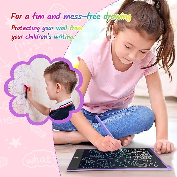 TECJOE 10 Inch 2 Pack LCD Writing Tablet for Kids, Mess Free Drawing Tablet | Colorful Drawing Pad, Travel Road Trips Essential, Quiet Time, Learning Toys Birthday Gifts for Boys Girls Ages 3-8