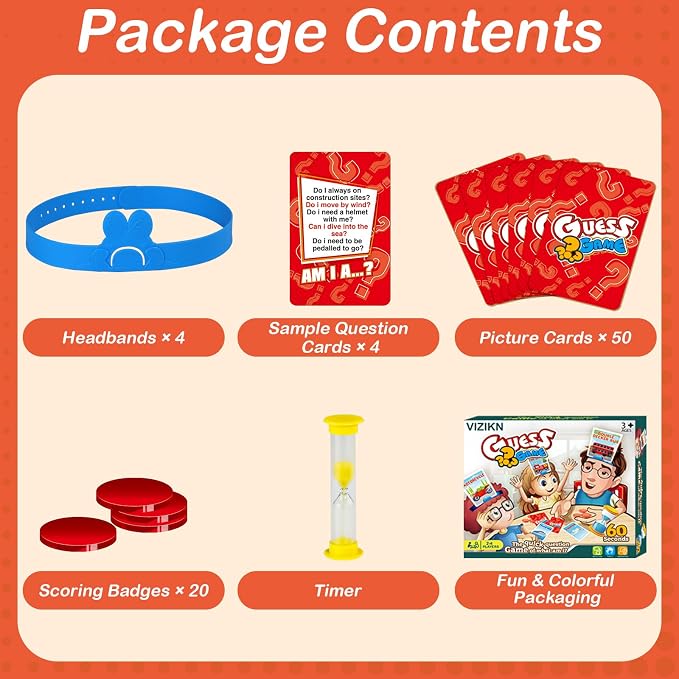 Headbands Game for Kids – Guessing Board Game to Boost Vocabulary | Critical Thinking, and Social Skills – Quick Question Family Game Night for 2–4 Players – Travel-Friendly Fun (Vehicle Theme)
