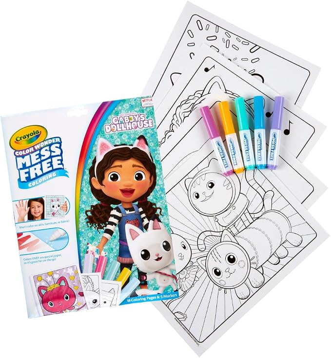 Crayola Gabbys Dollhouse Color Wonder Activity Set, Mess Free Coloring Pages for Toddlers, No Mess Activity, Toys & Gifts for Kids