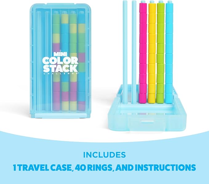 Mini Color Stack Challenge by Relatable - Shake It, Sort It, Solve It. A Solo-Play Travel Games Version of The Viral Color Stack Game for Ages 8+ – Includes 1 Travel Case and 40 Rings