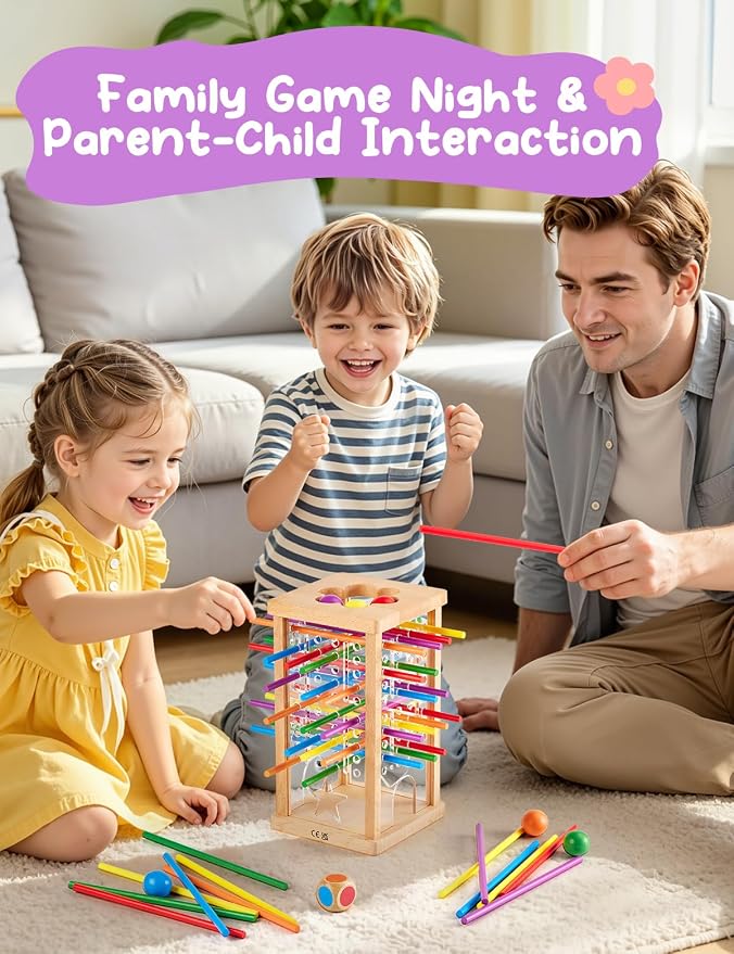 Montessori Wooden Board Game, Educational Math Toy for Kids Ages 4-6 | Fine Motor Skills Toy for 3+ Year Old Girls and Boys, Classic Table Game for Family Night Gift for Boys and Girls