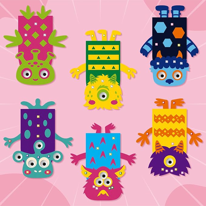 WATINC Hand Puppet Making Kit, Felt Sock Puppet Toys for Kids (Monster B) | 6 Styles, Make Your Own Storytelling & Role Play Crafts, Creative Group Activity, Party Favors & Gifts for Kids Ages 4-8