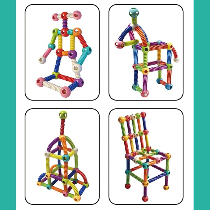 Flexible Building Stick Blocks, 128PCS Building Toys 10 Year Old Boy, Building Rods Blocks Construction Set, Montessori Educational Toy for Boys and Girls
