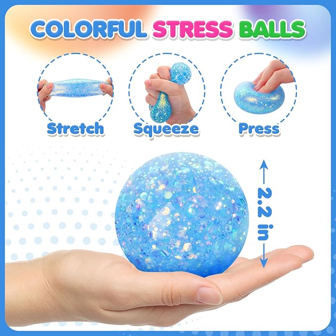 6 Set Squishy Sensory Stress Squeezing Balls for Adults | Sensory Calming Tool to Relieve Nervousness, Vent Mood and Improve Focus, Pull Stretch Fidget for Classroom Prize Box Toys