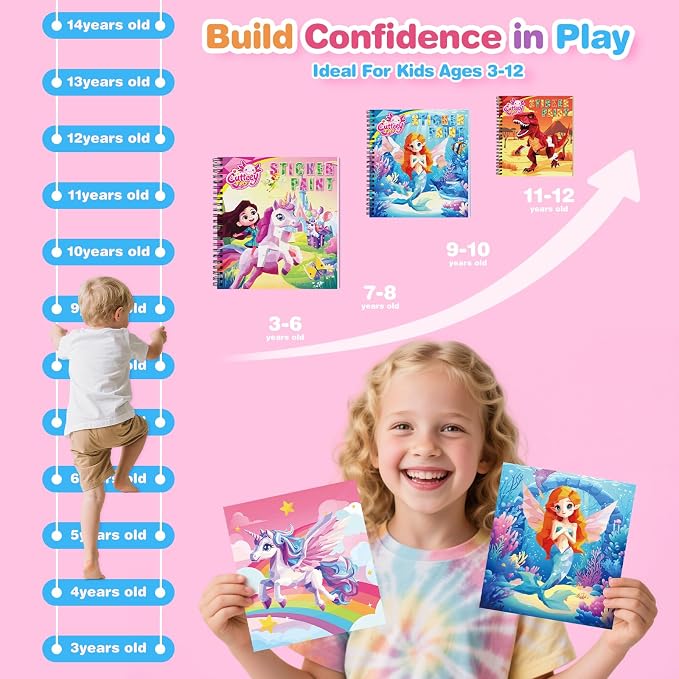 8PCS Paint by Sticker Book for Kids Ages 4-8 - Sticker by Number Activity Books with Stories for Toddlers 2-4 | Travel Airplane Car Toys, Screen-Free Puzzle Gift for Girls Ages 3-5 4-6 6-8
