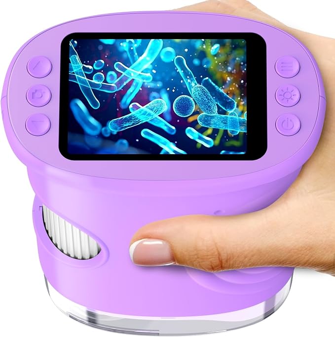 1000X Digital Handheld Microscope for Kids Portable Outdoor Toys & Gifts | 2.0" IPS Screen Magnifier, STEM Science Lab Magnifying Glass, Photo&Video Pocket Edu Toy for Boys & Girls Age 4-12, Purple