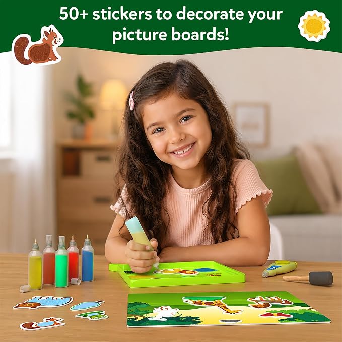 Skillmatics Sand Art – Animals, Preschool Crafts, Montessori Activity Kit | Sensory Play, 50+ Colorful Stickers, Hands-On DIY Activity for Kids, Gifts for Girls & Boys, Ages 4, 5, 6, 7, 8, 9, 10