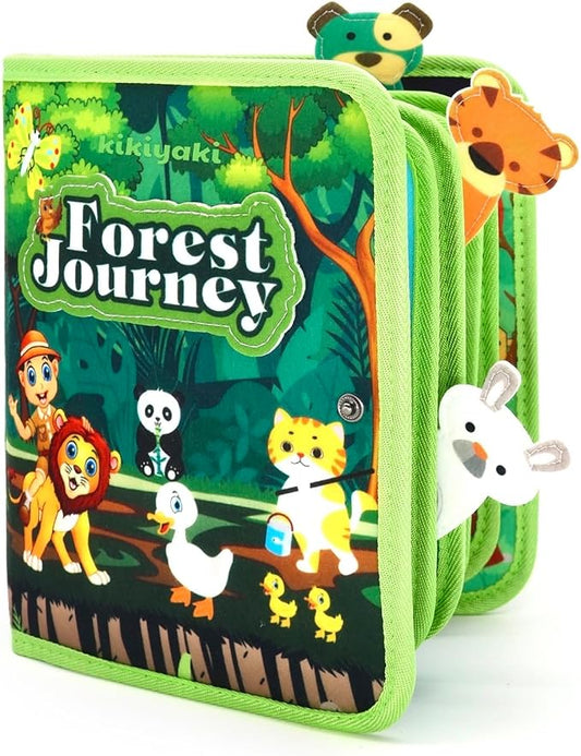 Busy Book for Toddlers 1-3, Montessori Toys Busy Board for 1 Year Old | Forest Story, Sensory, Early Learning, Baby Boys Girls Birthday Gifts, Felt Quiet Activity Books Airplane Car Travel Toy