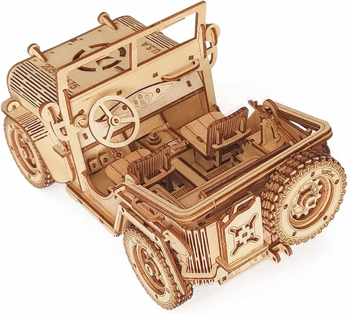 3D Wooden Off-Road Vehicle Puzzle, Wood Crafts DIY Assembly Mechanical SUV Model Kits, Wooden STEM Brain Teaser Puzzle, Christmas Birthday Gifts 3D Puzzle for Adults & Teens