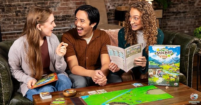 Asmodee Cozy Stickerville Board Game | Narrative Strategy Game of Village Building & Storytelling, Family Fun for Kids & Adults, Ages 8+, 1-6 Players, 30 Mins
