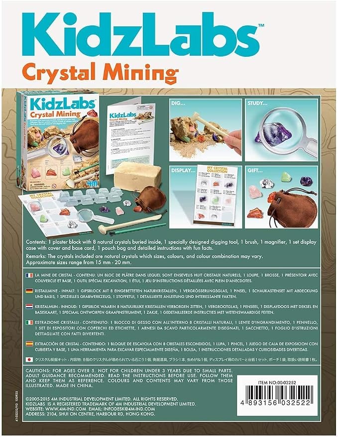 4M Kidzlabs Crystal Mining Kit, DIY Science Kit - Dig for gem Stones, For Boys & Girls Ages 5+