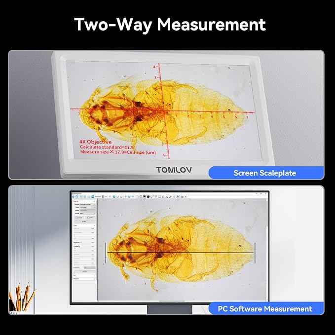 TOMLOV DM301 Max Microscope for Kids Students Adults, Science Experiments | 7" Screen, X-Y Metal Stage, TV/PC Display, Camera & Video, Wireless APP Share, Dual LEDs, 1200X Biological Science Slides Kit
