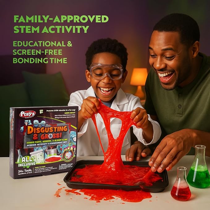 Playz Disgusting n Gross Science Experiments Science Kits for Kids Age 8-12 | Educational Science Toys Chemistry set with 34+ Fun Science Activities Stem Kits for kids, Gross Slime Science Lab kit Gifts