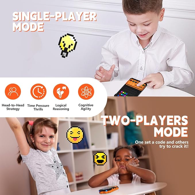 Electronic Code Breaker Game, 10,000+ Logic Challenges for 1-8 Players | Handheld logic puzzle includes a clamp and supports solo or group play for kids and adults, at home or while traveling.