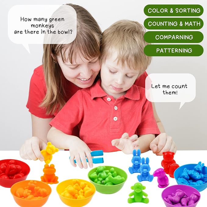 Counting Color Sorting Toys Animals Matching Games with Rainbow Bowls,Preschool Learning Educational Montessori Sensory Training Easter Basket Stuffers Gifts for 3 4 5 Year Old Kids