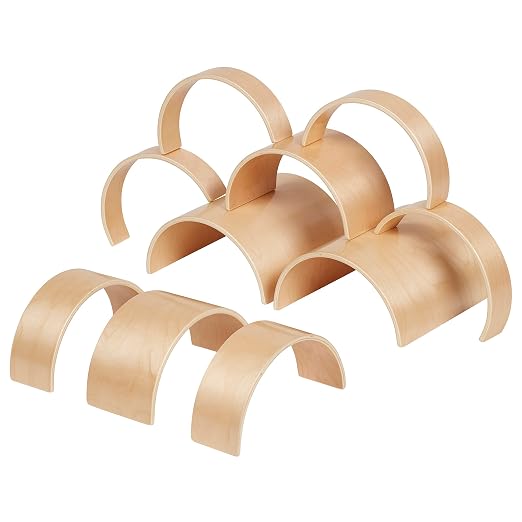 ECR4Kids Wooden Tunnels and Arches, Block Play, Natural, 10-Piece | Durable hardwood, GREENGUARD Gold Certified, 2 years +, 4 sizes, STEM learning & motor skill development, classroom/playroom