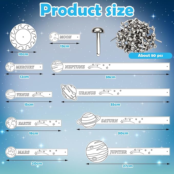 Glenmal 36 Set Solar System Model Craft Kit Kids DIY Planets Solar System Paper Art Set Decor Outer Space Preschool Activities Supplies for Montessori Learning Homeschool Toddler(Blank)