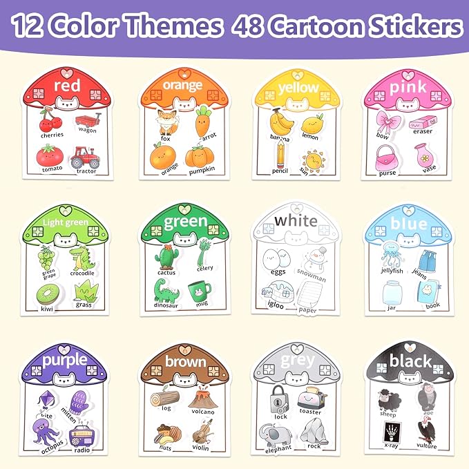 Color Sorting Montessori Busy Book for Toddlers Ages 3+, Educational Preschool Learning & Activity Books for Kids 3-5, Autism Sensory Fine Motor Skills Quiet Supplies with Matching Games