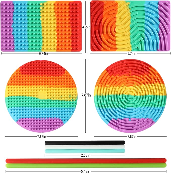 2 Pack Sensory Fidget Toy, Silicone Sensory Activity Board for Calming, Stress, Anxiety, ADHD & Autism for Kids 3+ & Adults