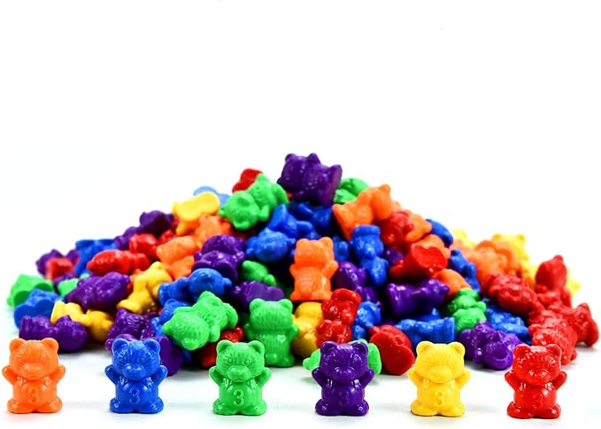 Timoo 120 Pcs Rainbow Counting Bears Math Manipulatives Color Sorting Bears Counting Bears (Green & Purple & Blue & Orange & Red & Yellow)