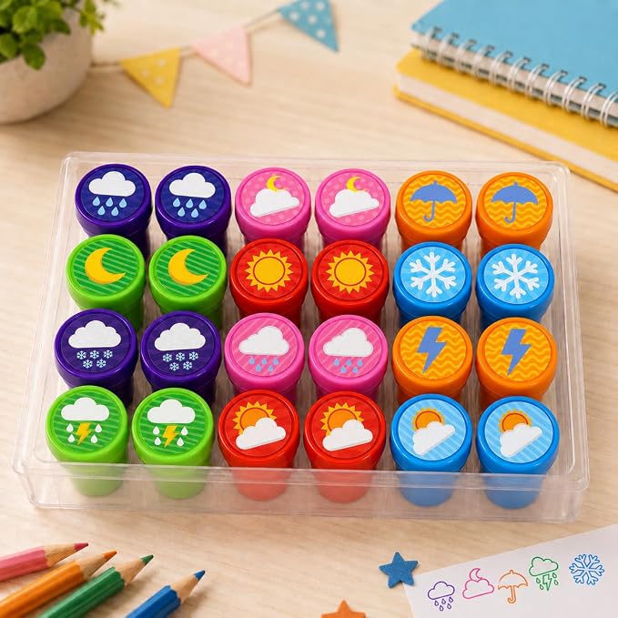 Cinrobiye 24 Pcs Insect Stampers Party Favor Set, Cute Bug Stamps for Kids Birthday Party, Classroom Rewards, Educational Learning Toys, Goody Bag Fillers, Nature Themed Party Supplies