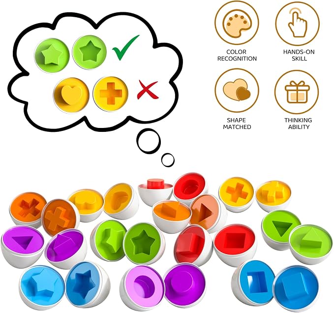 TEMI Toddler Chicken Easter Eggs - Color Matched Game Shape Sorter | with 6 Toy Eggs for Kids 3-5, Fine Motor Skills Sensory Toys, Educational Gifts for 3-6 Girls Boys Baby