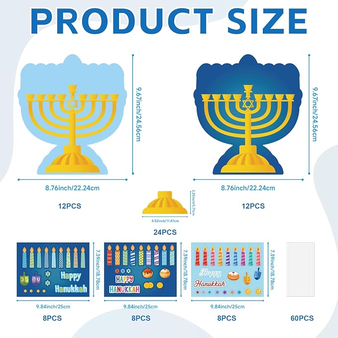 Cinrobiye 24 Set Hanukkah Crafts DIY Menorah Arts and Crafts Bulk Jewish Menorah 3D Scene Kit Gifts for Holiday Home School Activities Game Prizes Rewards Chanukah Party Favors Decoration Supplies