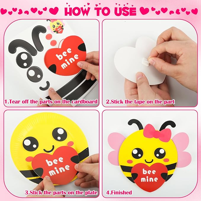 16 Pack Valentines Day Crafts for Kids, Toddler Crafts Paper Plate Art Kit Gift for 3 4 5 6 Year Old Boys Girls DIY Kids for Birthday Party Favor Preschool Classroom Party Games ﻿