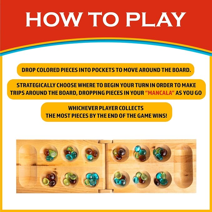 Classic Mancala - Fun Board Game for Friends and Family - Timeless Strategy Game