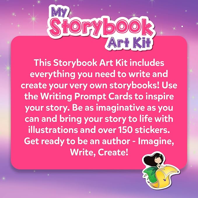 Skillmatics Storybook Art Kit – Unicorns & Princesses, Craft & Writing Kit | Storytelling Activity, Create Fairytale Stories, 300+ Stickers, Scrapbooking & Journal, Gift for Ages 5, 6, 7, 8, 9