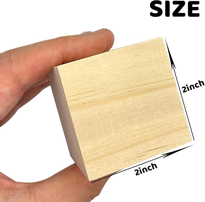 MUXGOA Wood Blocks for Crafts,2 Inch Unfinished Wooden Cubes Natural Wood Blocks for Crafts Making & DIY Projects & Decor(Pack of 9)
