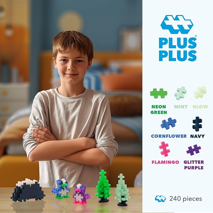 PLUS PLUS 240 Piece Northern Lights Mix, Mini Waffle Blocks STEM Toys | Sensory Bin Filler, Classroom Must Haves, Gifts for Boys & Girls, Autistic Toys, Christmas Stocking Stuffers for Kids