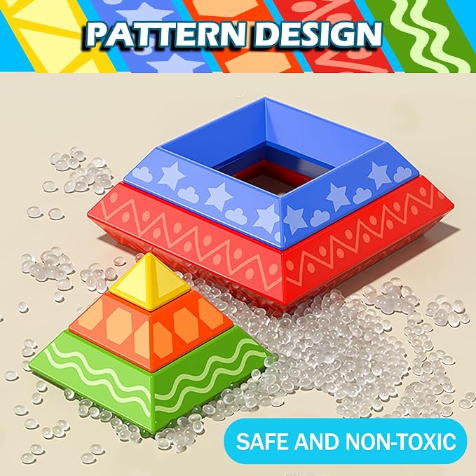 Doloowee Montessori Toys for Toddlers 1-3 3-5 - 30Pcs 3D Pyramid Stacking Blocks for Kids - STEM Educational Sensory Toys for 2 3 4 Year Old Boys Girls - Preschool Learning Birthday Gifts