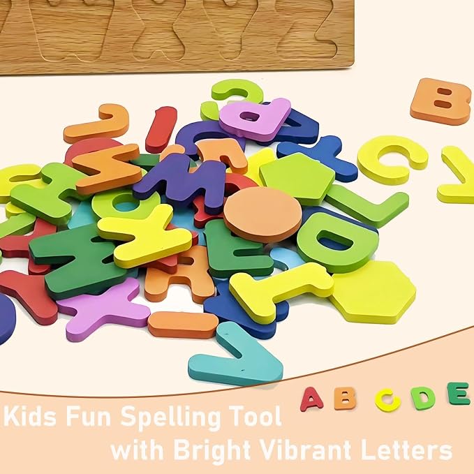 Wooden Puzzles for Toddlers 3-5, Boys & Girls, Montessori Toddler | 3 in 1 Wooden Puzzle, Alphanumeric Graphics Cognitive, for toddlers 3-5 make, natural wood, gift for a birthday