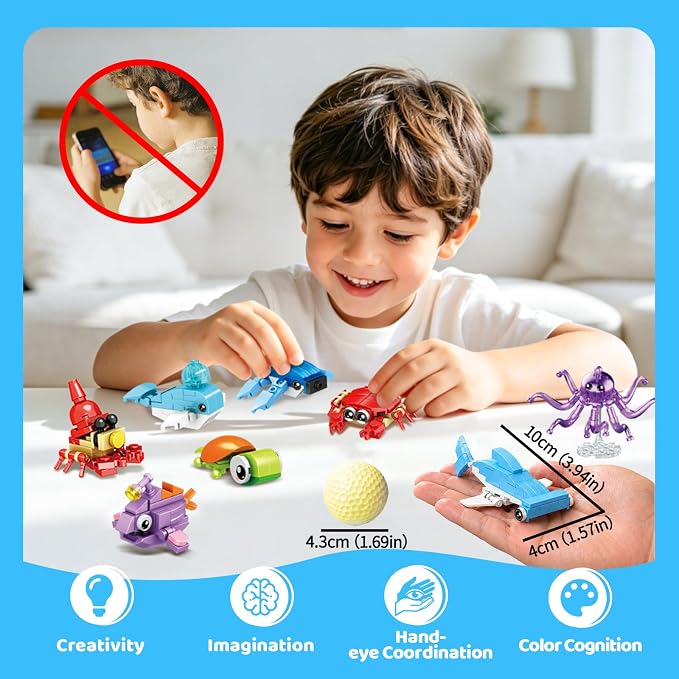 Mini Building Blocks Sets Party Favors for Kids 4-8, 36PCS | Ocean Animals Small Building Block Sets, Goodie Bag Stuffers for Kids, Treasure Box Prizes, Pinata Stuffers for Kids