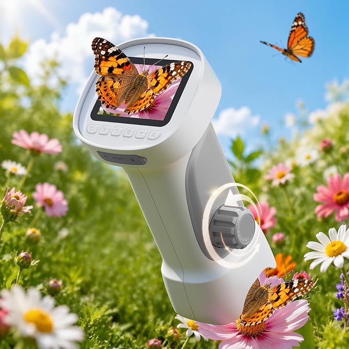 1000X Handheld Digital Microscope for Kids with 2.4" IPS Screen | Portable Educational STEM Microscope Toy with Photo/Video, 8 LEDs, Manual Focus, Rechargeable for Ages 4-12 Boys & Girls
