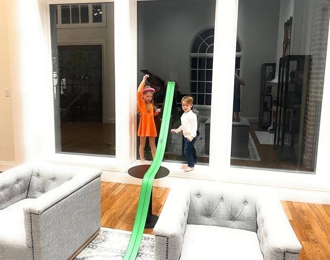 Valchemist FlexTrack 5000 Flexible Race Car Track for Kids Toy with Suction Cups Compatible with Hot Wheels and Diecast 1/64th Cars and More 15 Feet Long Rolls Up Portable Racetrack (Electric Green)