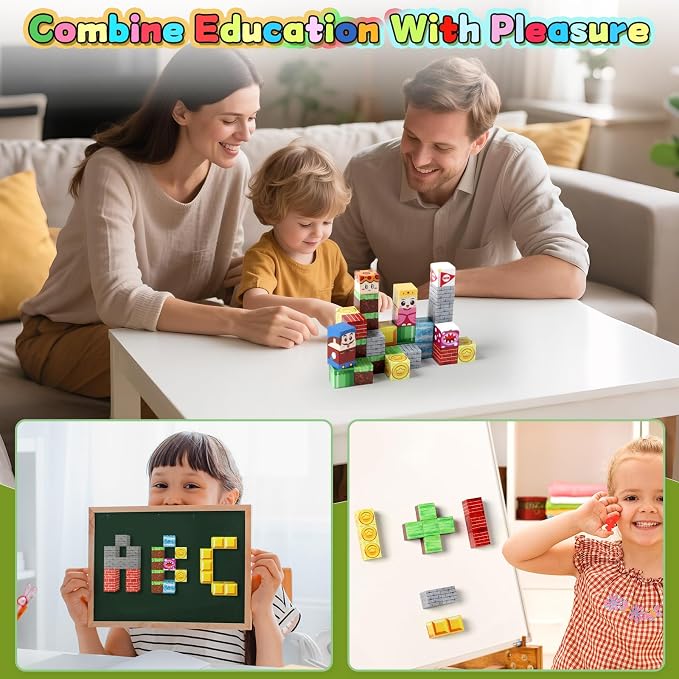 Magnetic Building Blocks for Kids 3-8, STEM Travel Toys with Storage Box | Montessori Educational Toys, Free Play & Easy Storage, Creativity & Imagination, Birthday & Christmas, Gifts