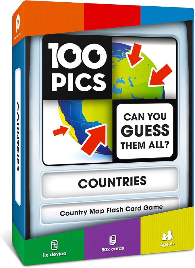 Countries of The World Travel Game - Learn 100 Countries | Flash Cards with Slide Reveal Case | Geography Card Game, Gift, Stocking Stuffer | for Kids and Adults | Ages 6+