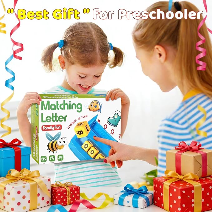 NARRIO Educational Toys for 3 4 5 Year Old Girl, Matching Letter Game Puzzles for Kids Ages 4-6, Preschool Learning Toys for Toddlers 2-4 Year Old Girl Gifts