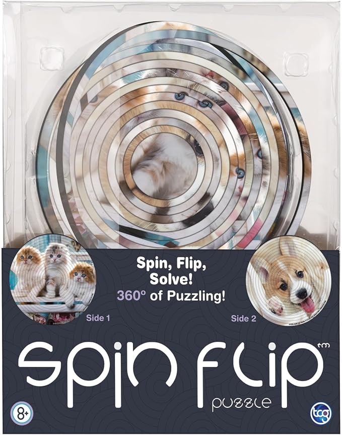 Spin Flip Puzzle - Puppies & Kittens - Spin it, Flip it, Solve it! for Those who Love Brain teasers! Adult Fidget Toy. Great Gift for Mom, Dad, Teens, Men and Women