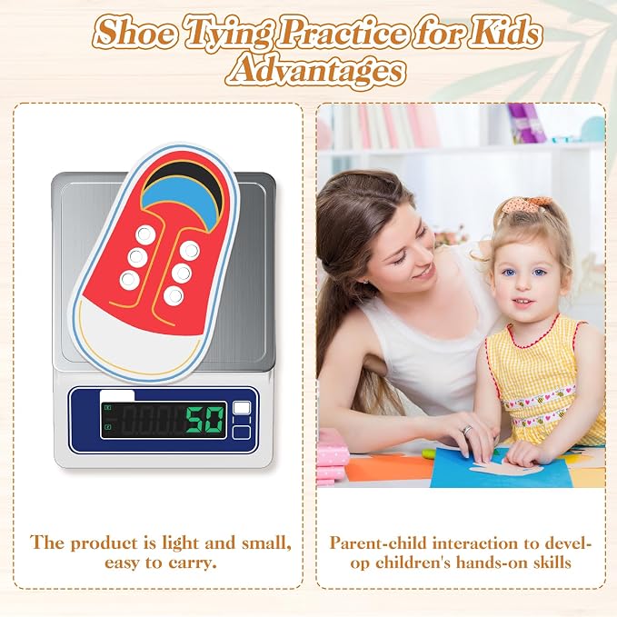 Wooden Red Shoe Tying Practice for Kids, How to Tie Your Shoes for Kids Threading Lacing Shoes Training, Learn to Tie Your Shoes Developmental Toys