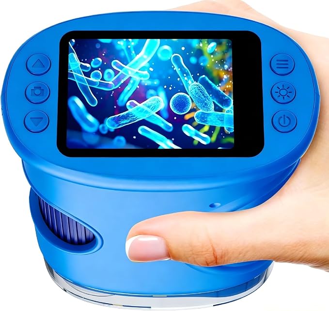 1000X Digital Handheld Microscope for Kids Portable Outdoor Toys & Gifts | 2.0" IPS Screen Magnifier, STEM Science Lab Magnifying Glass, Photo&Video Pocket Edu Toy for Boys & Girls Age 4-12, Blue