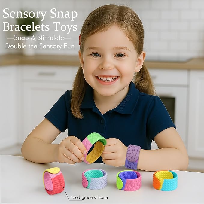 Sensory Slap Bracelets for Kids Teens,6PCS Fidget Toys Snap Bracelets for Stress Anxiety Autistic ADHD,Calm Down Classroom Travel Students Prizes Toys, Stocking Stuffers for Teens Boys Girls