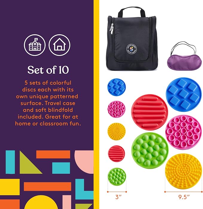 Special Supplies Matching Game Sensory Discs, 5 Sets, Tactile Stimulation for Kids, Supports Autistic and Processing Challenges, Calming and Stimulating Early Learning Play, Eye Mask Included
