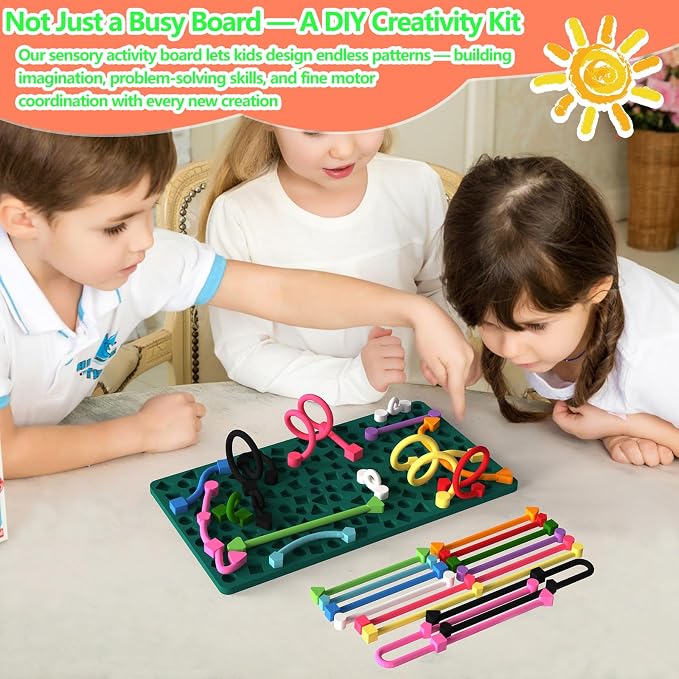 Silicone Sensory Activity Board for Kids, Quiet Fidget Toy for Travel | Calm Focus, Quiet & Silent Play, Endless Creative Patterns, Fine Motor Skill Development, Screen-Free Alternative