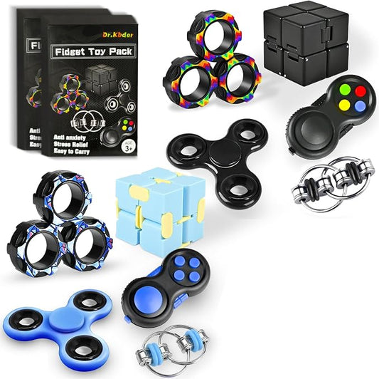 Fidget Toys Adults Set Fidgets for Classroom Must Have Autism Sensory Pack Figette Cube ADHD Special Treasure Prize Tool Stress Relief Desk Cool Gadget for Kid Easter Basket Stuffers for Teen Boys
